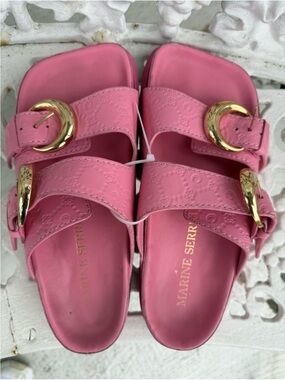 Marine Serre square toe slides